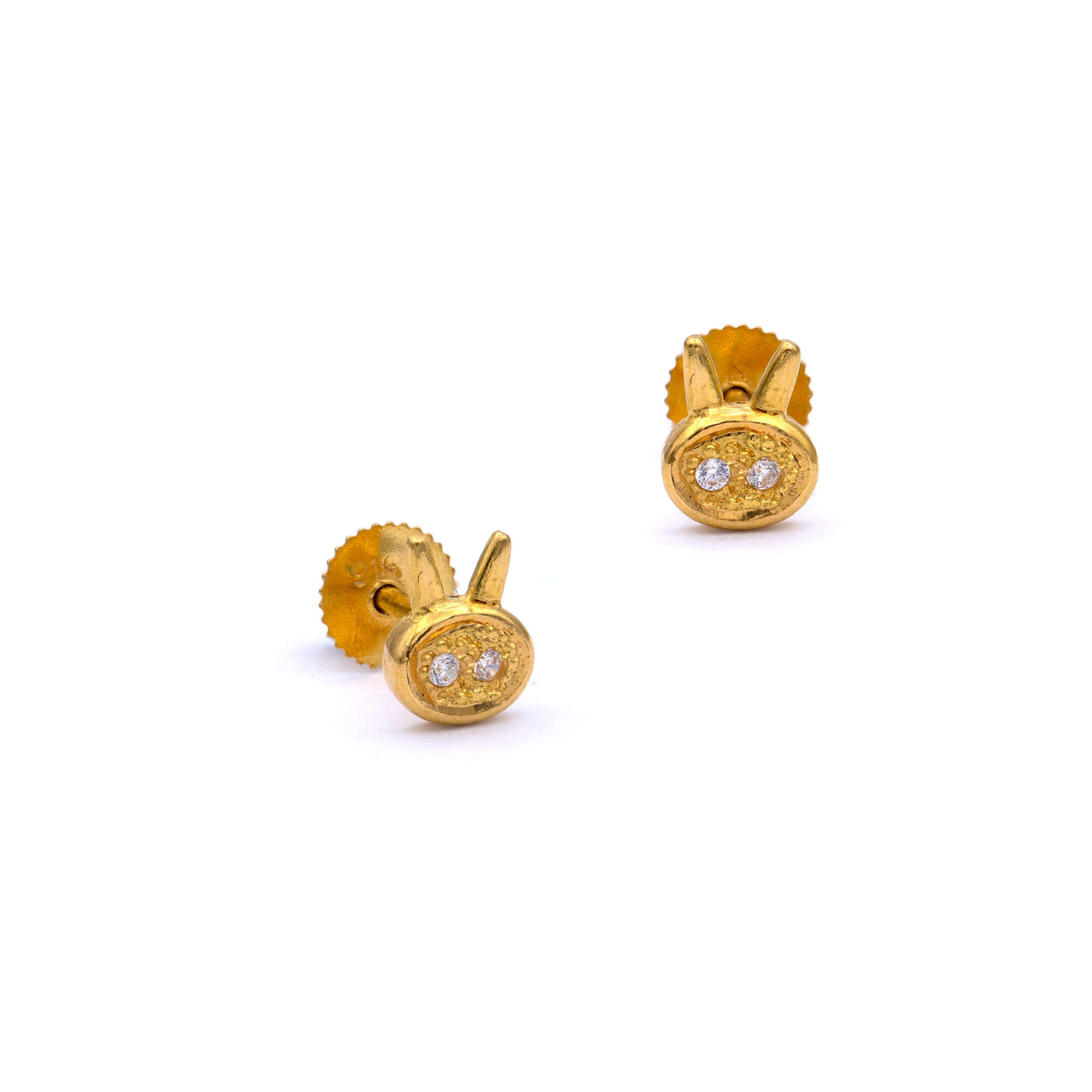 baby bunny 22kt gold earrings