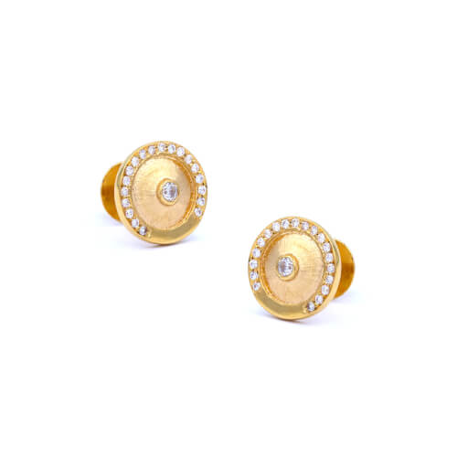 featured-rounded glam matt gold pair of earrings
